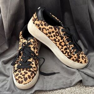 Steve Madden Leopard Print Sneakers with Black Accents
